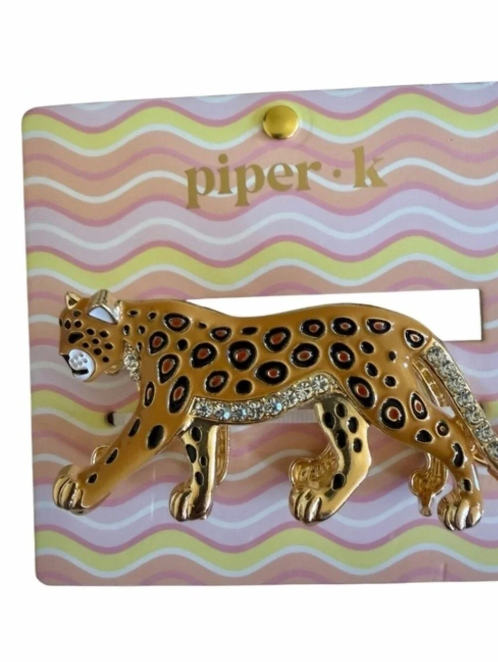 💛▪️Piper K ▪️ Gold Cheetah  Hair Metal Claw Clip
